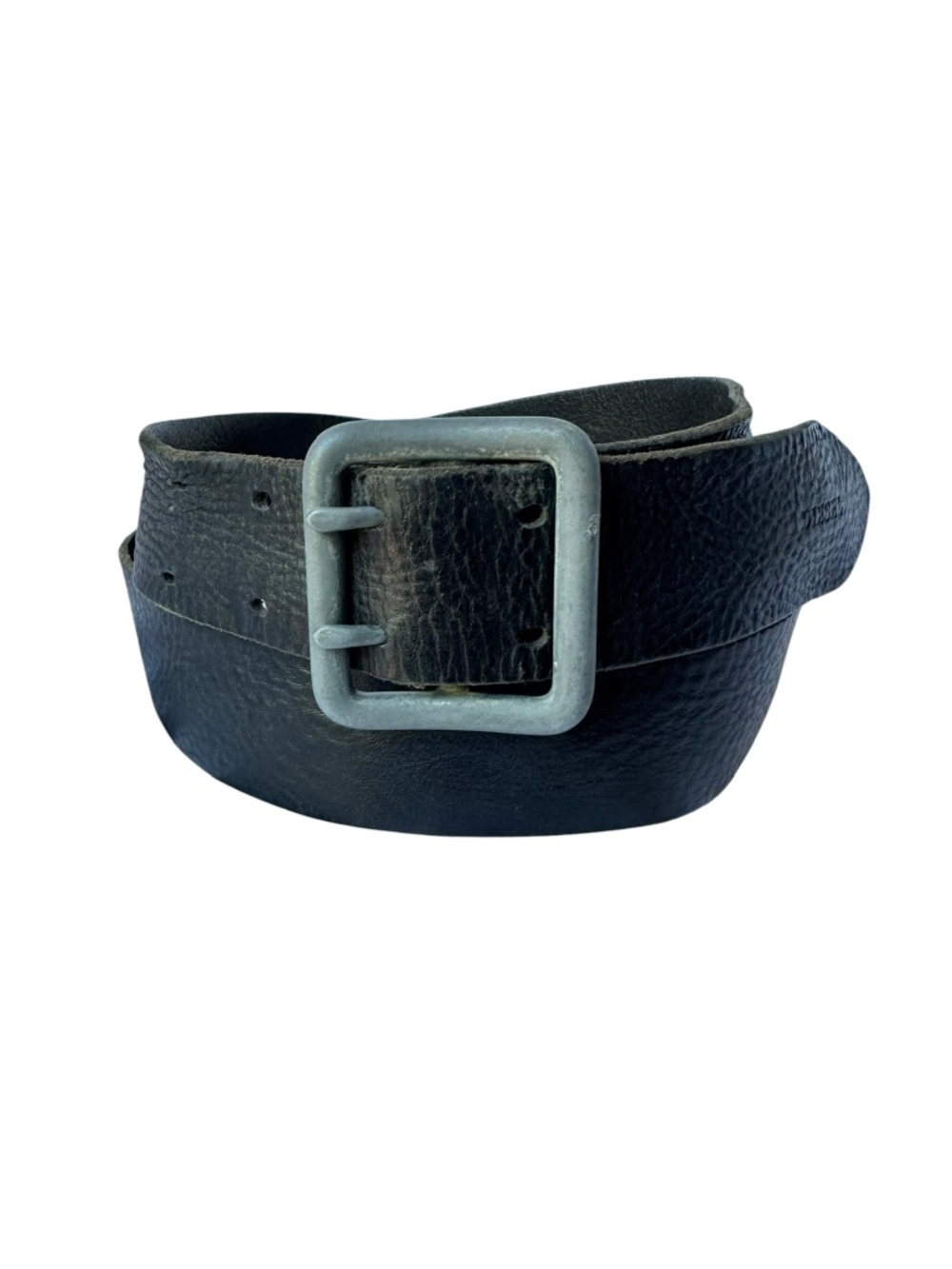 Vintage DIESEL Black Genuine Pebbled Leather Casual Belt For Men 36